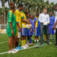 Kemball-Cook and Akon at the launch of the solar powered soccer pitch in Lagos, Nigeria.